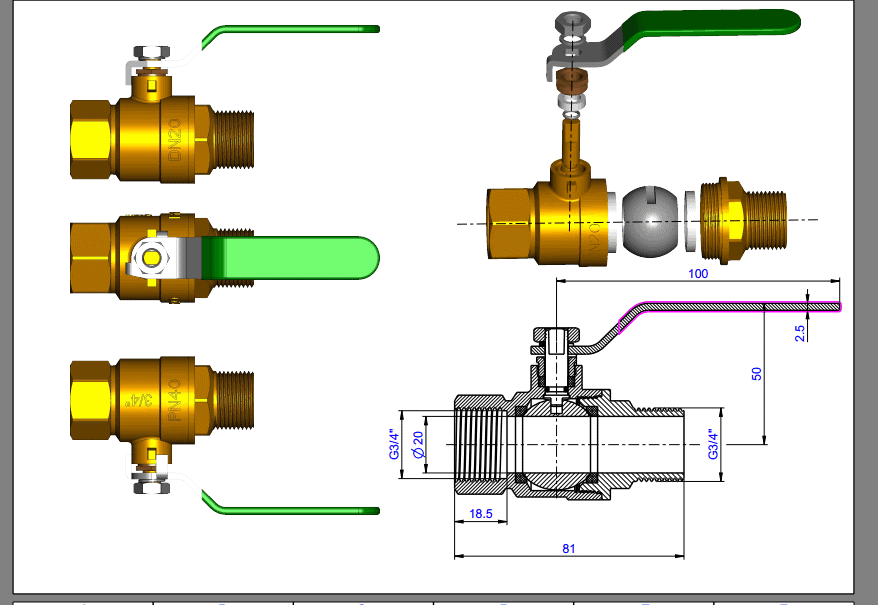 drawing of ball valves