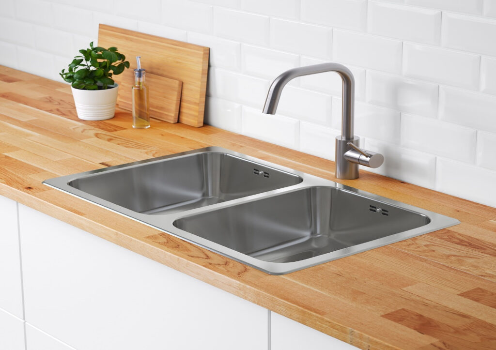 double bowl top mount sink
