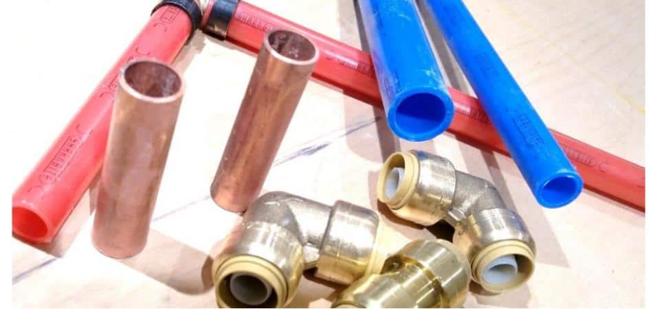 PEX pipes and copper fittings