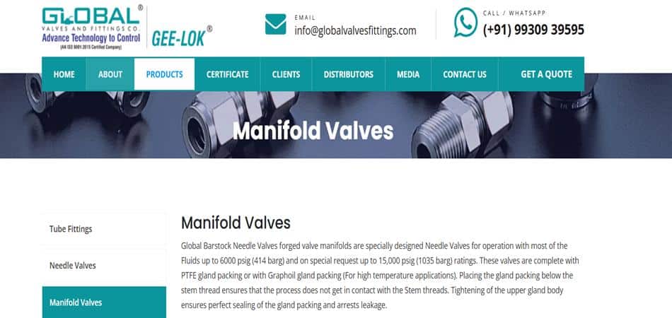 Global valves and fitting