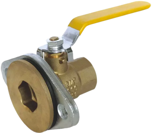 Flanged ball valve with wall hang fixing sheet