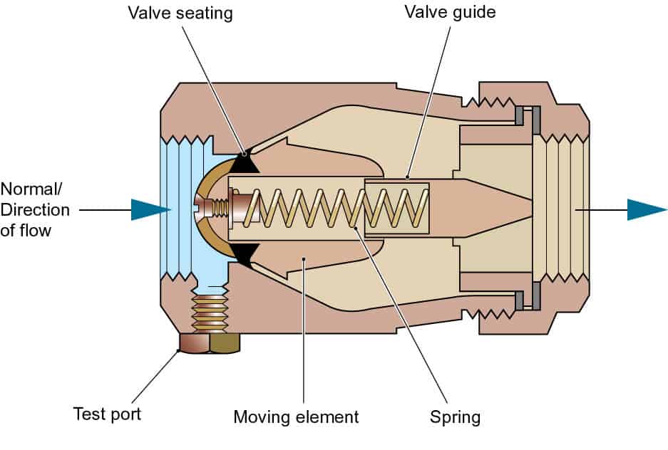 spring single check valve in backflow condition