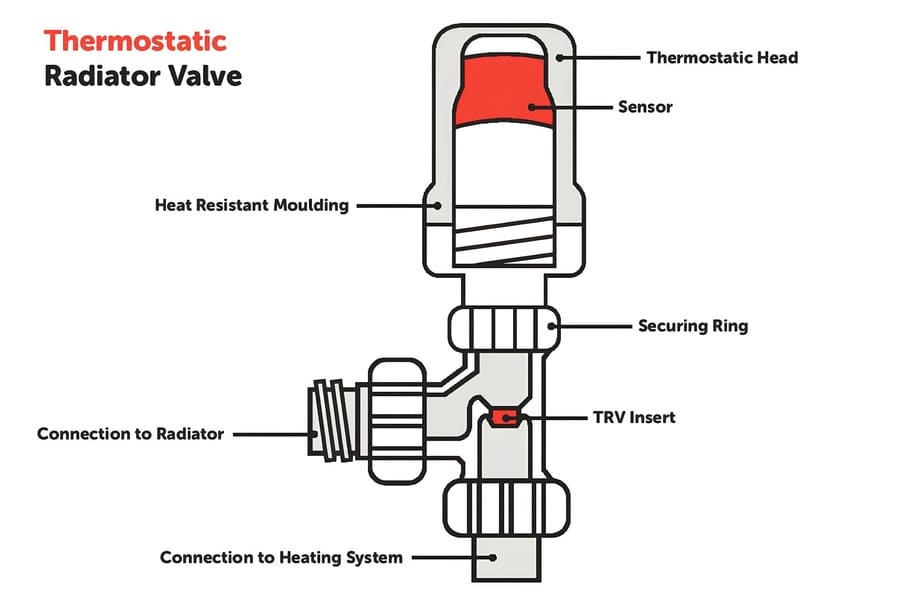 main components of thermostatic radiator valve