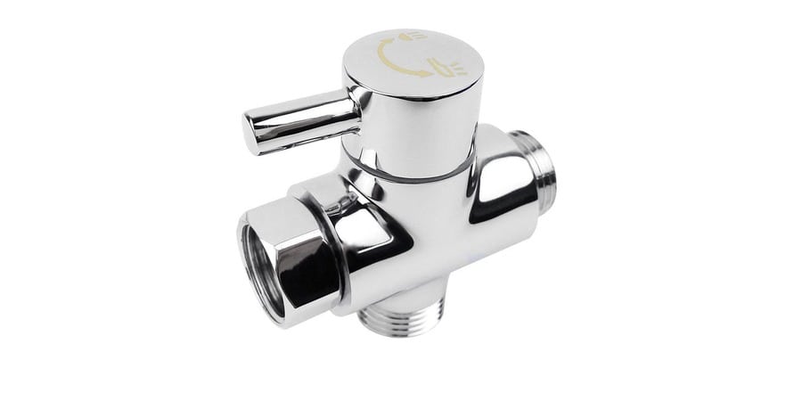Shower diverter way valve with chrome plated