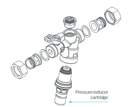 Lead free brass pressure reducing valve exploded drawing